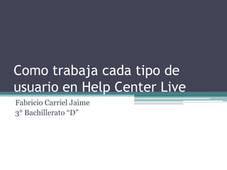 Como trabaja cada tipo de
usuario en Help Center Live
Fabricio Carriel Jaime
3° Bachillerato “D”
 
