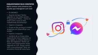 ESQUENTANDO SEUS CONTATOS
Agora comece uma conversa com
aqueles que interagiram com você
 