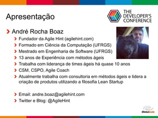 Globalcode – Open4education
Apresentação
André Rocha Boaz
Fundador da Agile Hint (agilehint.com)
Formado em Ciência da Com...