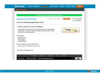 39   material conﬁdencial
                            Sistema de Publicidade para Mídias Sociais
 