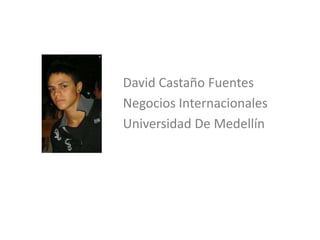 David Castaño Fuentes
Negocios Internacionales
Universidad De Medellín
 
