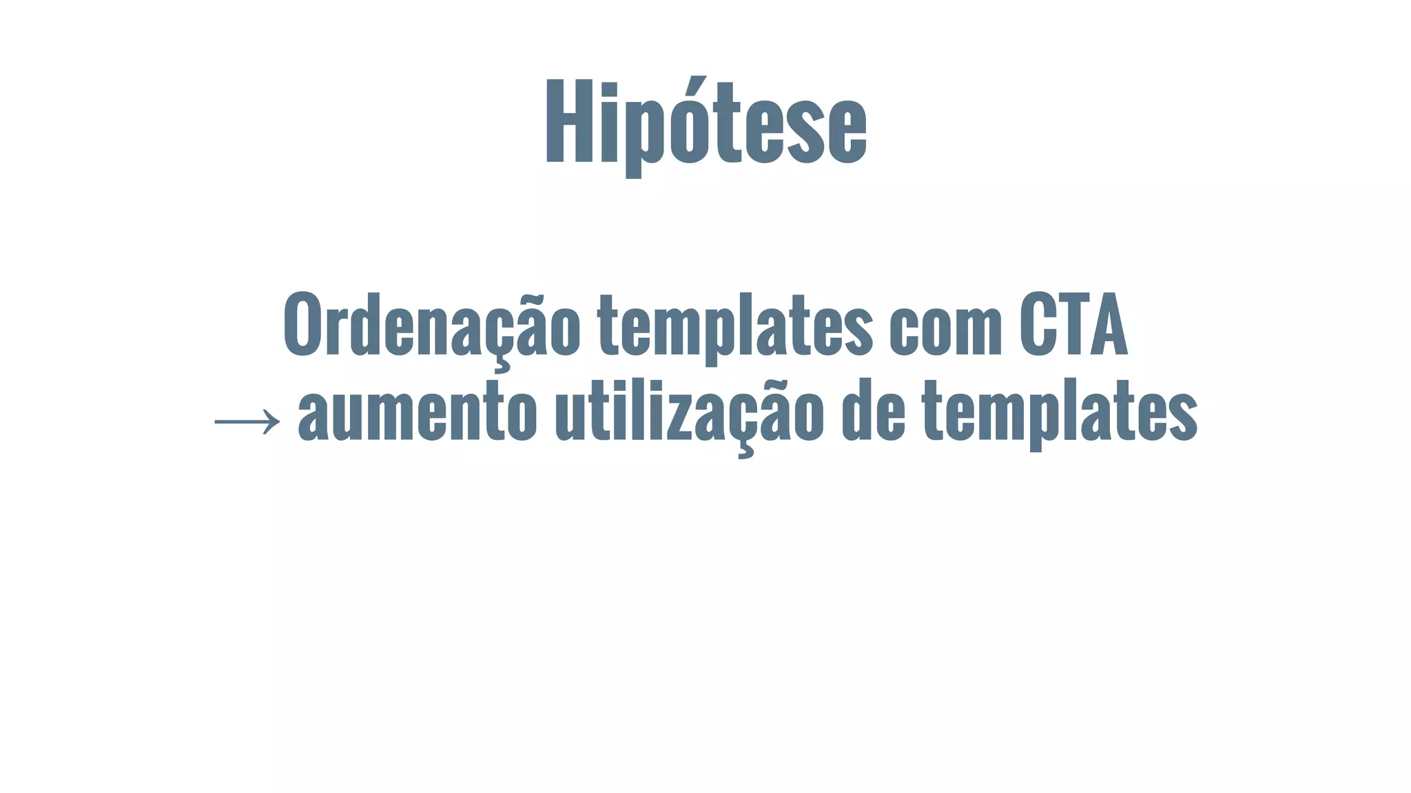 Hipótese
Ordenação templates com CTA
→ aumento utilização de templates