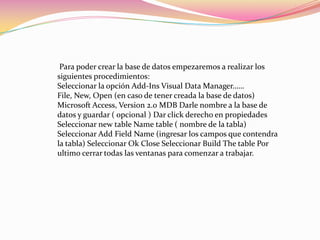 Como utilizar sql en visual basic 6 | PPTX