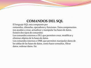 Como utilizar sql en visual basic 6 | PPTX
