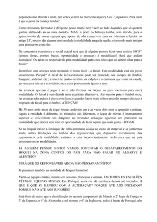 Como vai o hóquei jovem no centro do país