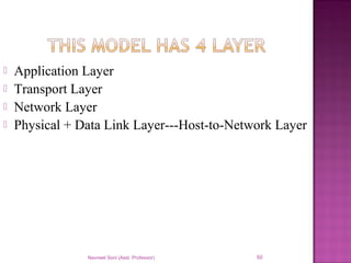  Application Layer
 Transport Layer
 Network Layer
 Physical + Data Link Layer---Host-to-Network Layer
Navneet Soni (Asst. Professor) 50
 