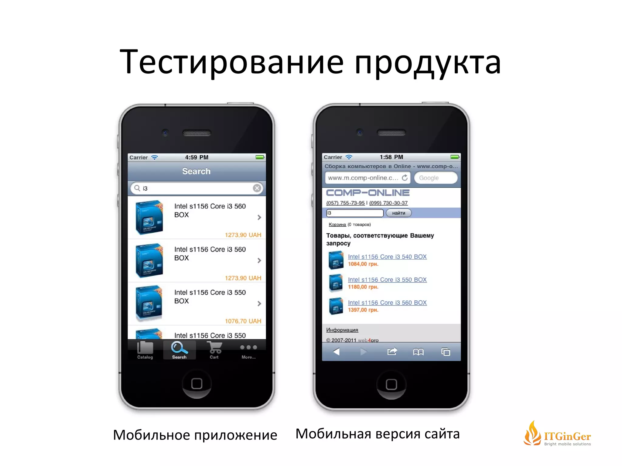 Тестирование продукта Мобильное приложение Мобильная версия сайта 