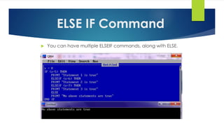  You can have multiple ELSEIF commands, along with ELSE.
ELSE IF Command
 