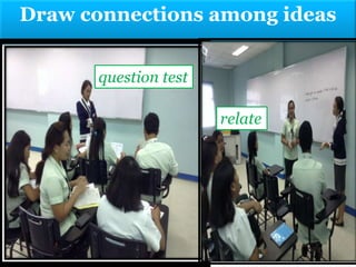 Draw connections among ideas
question test
relate
 