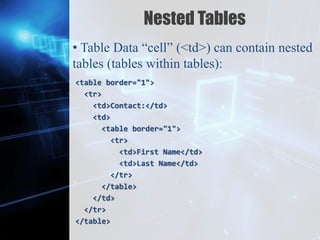 Tables and Forms in HTML | PPTX