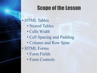 Tables and Forms in HTML | PPTX