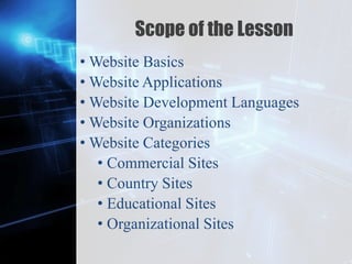 Basic Website Topics Website Basics and Categories | PPTX
