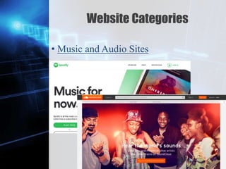 Z
Website Categories
• Music and Audio Sites
 