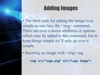 Images and Lists in HTML | PPTX