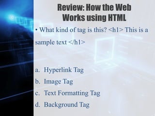 Images and Lists in HTML | PPTX