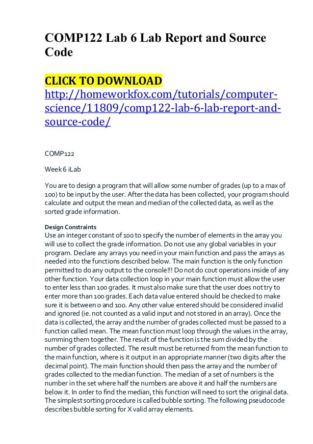 Comp122 lab 6 lab report and source code essay 05 image