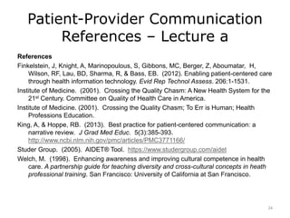 Patient Centered Care | Unit 5a Lecture | PPTX