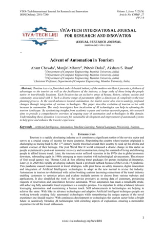 Advancements and Automation in Tourism Industry with AI Integration | PDF