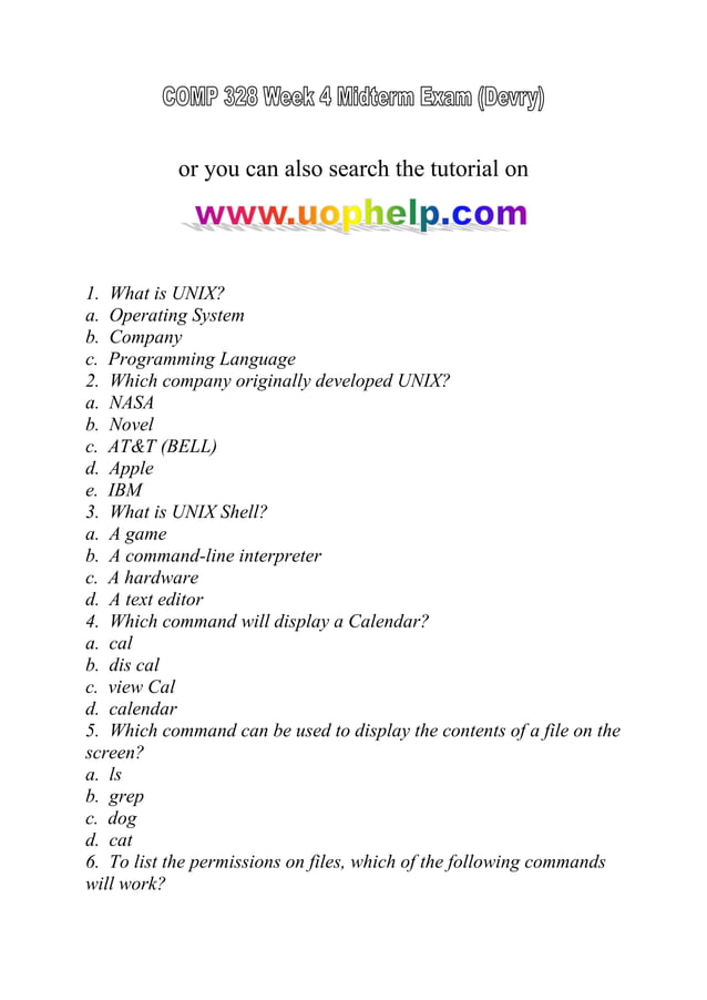 Comp 328 Week 4 Midterm Exam PDF Free Download comp-328-week-4-midterm-exam-pdf-free-download
