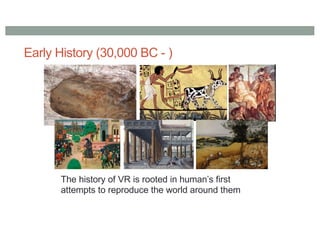 Early History (30,000 BC - )
The history of VR is rooted in human’s first
attempts to reproduce the world around them
 
