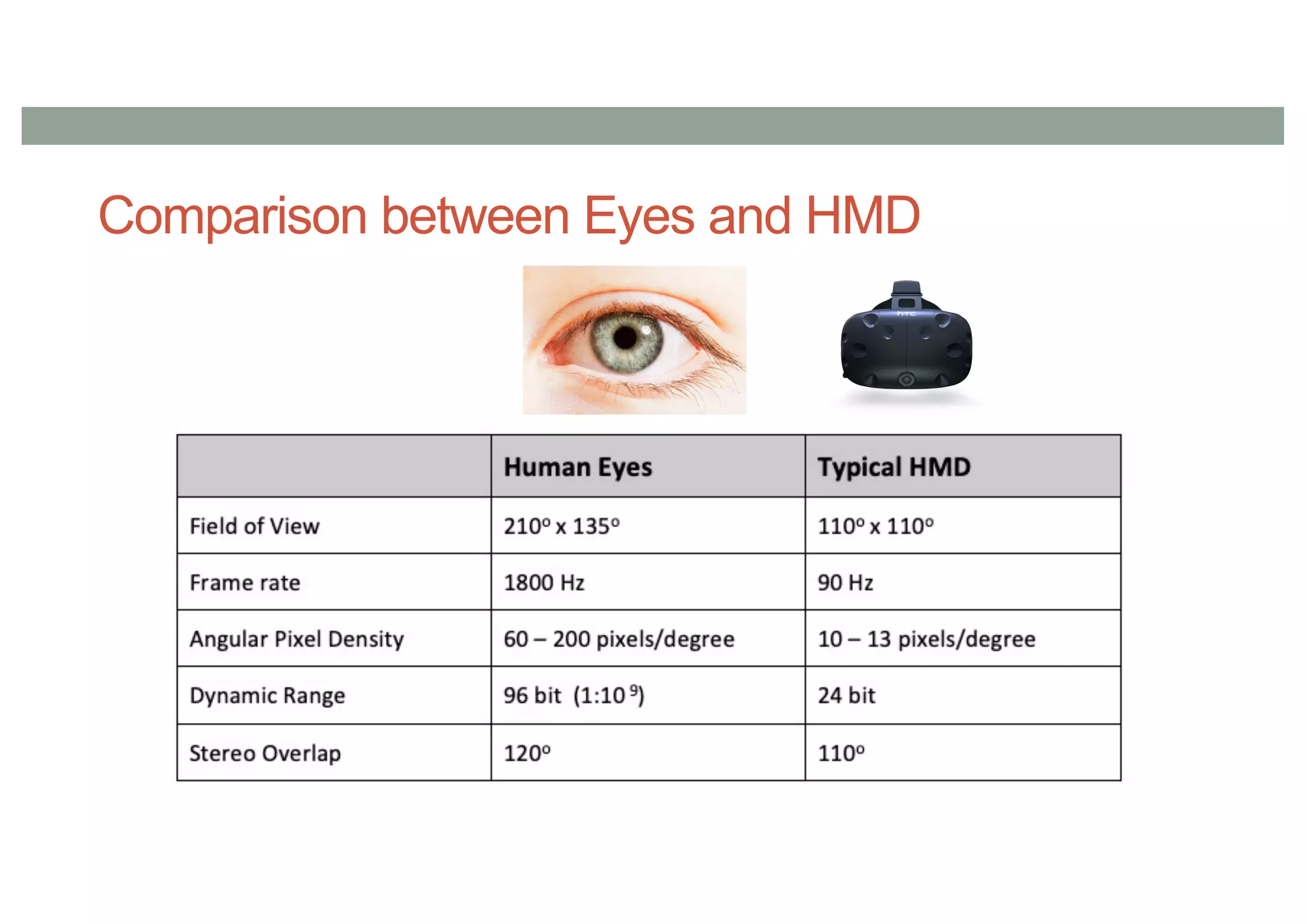 Comparison between Eyes and HMD
 