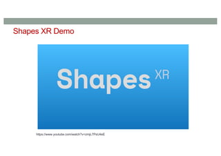 https://www.youtube.com/watch?v=zmjL7PsU4eE
Shapes XR Demo
 