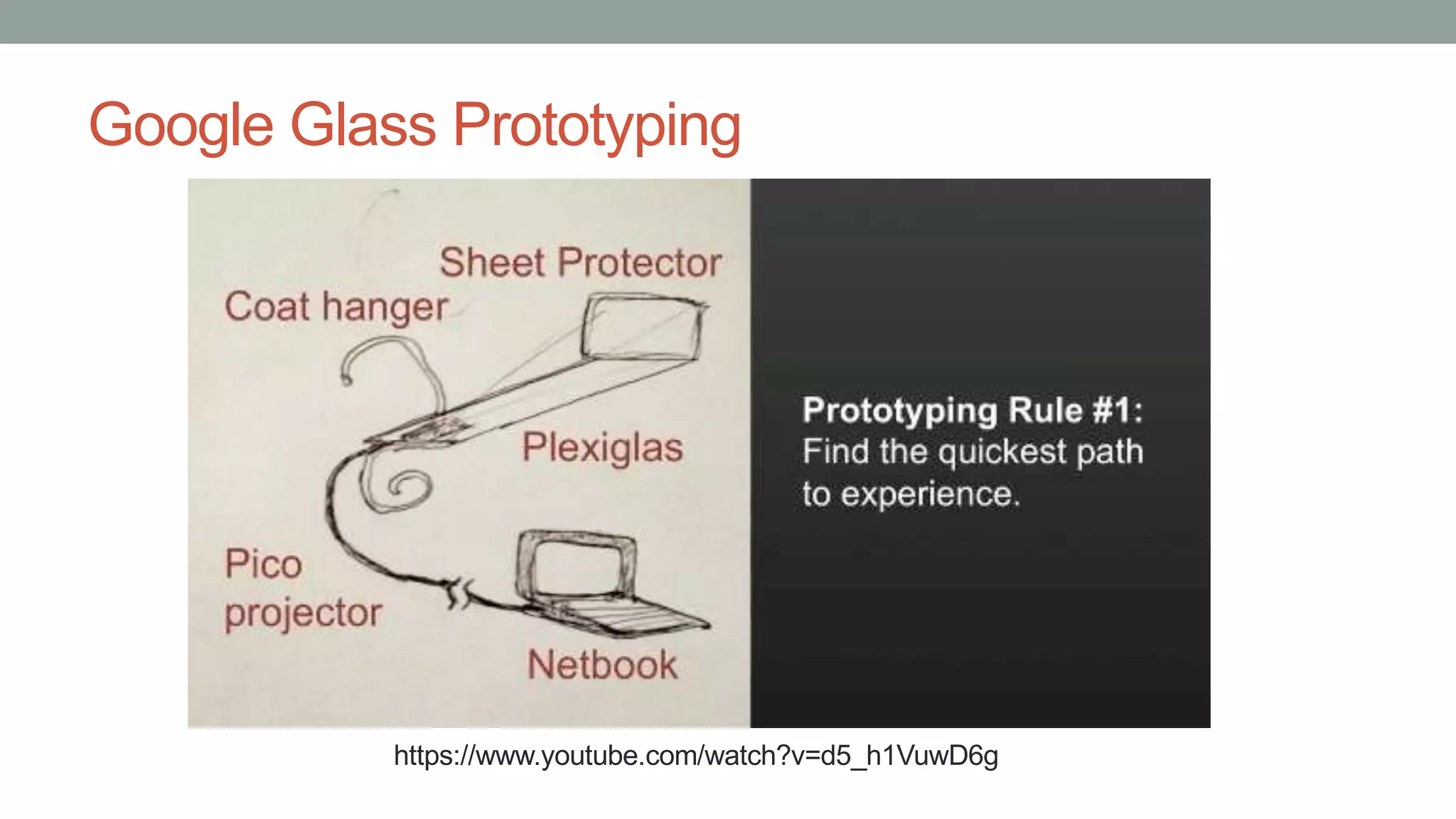 Google Glass Prototyping
https://www.youtube.com/watch?v=d5_h1VuwD6g
 