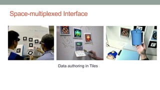 Space-multiplexed Interface
Data authoring in Tiles
 