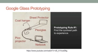 Google Glass Prototyping
https://www.youtube.com/watch?v=d5_h1VuwD6g
 