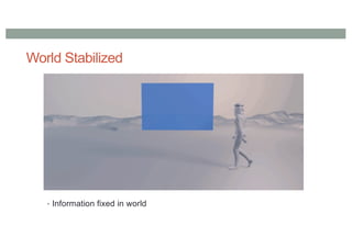World Stabilized
• Information fixed in world
 