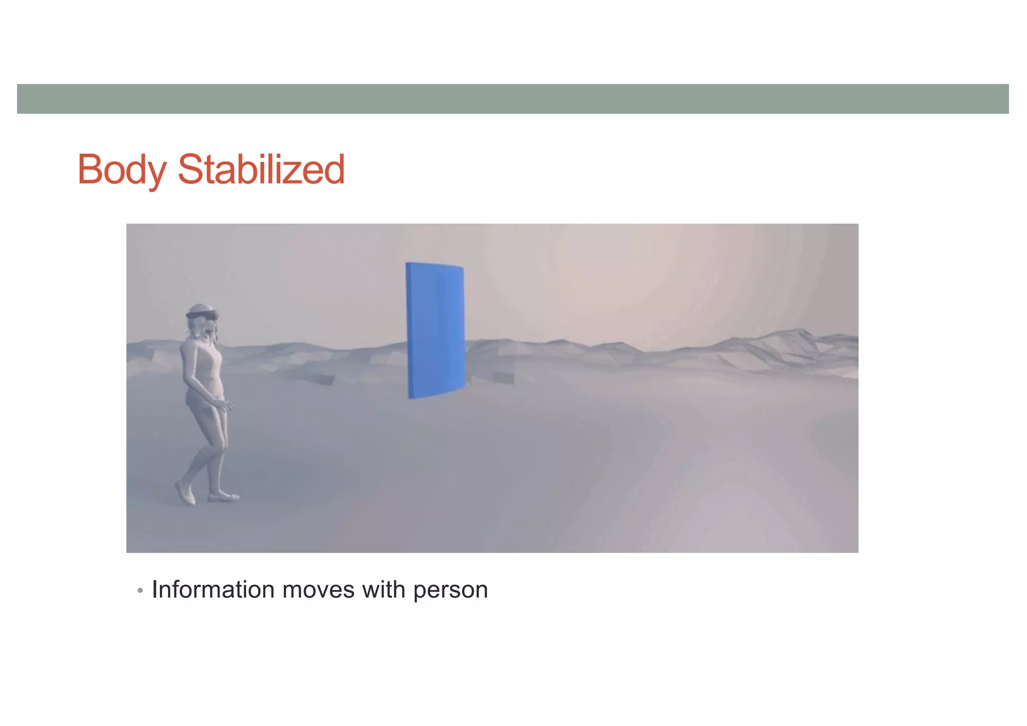 Body Stabilized
• Information moves with person
 
