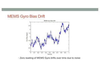 MEMS Gyro Bias Drift
• Zero reading of MEMS Gyro drifts over time due to noise
 