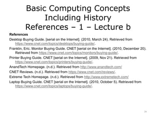 Basic Computing Concepts Including History | Lecture 2B | PPT
