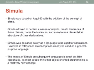 Simula Language Classes Syntax History of Computer programming languages 6411.111.history.ppt
