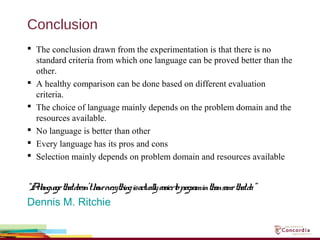 Comparative Study of programming Languages | PPT