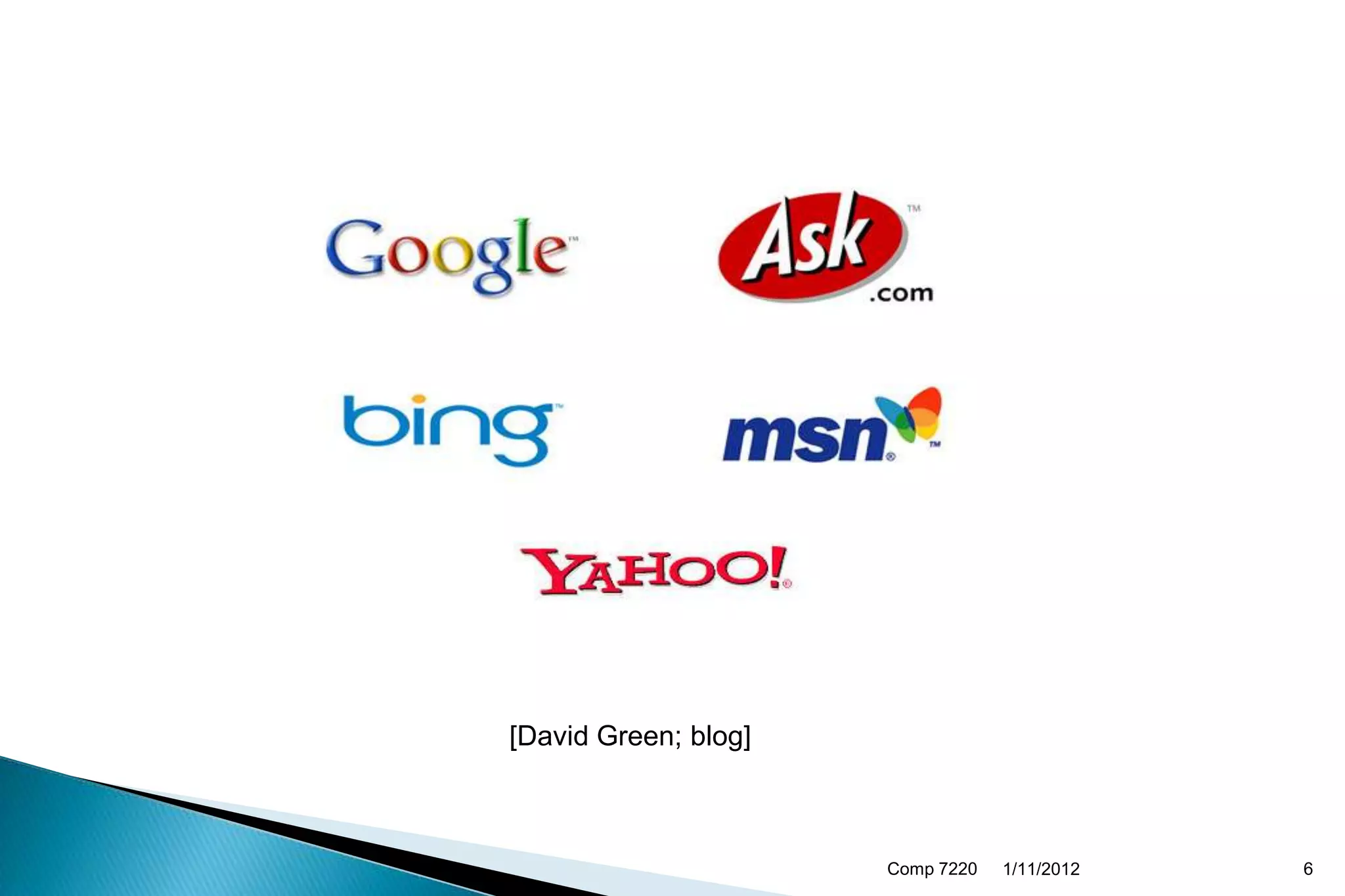 [David Green; blog]



                      Comp 7220   1/11/2012   6
 