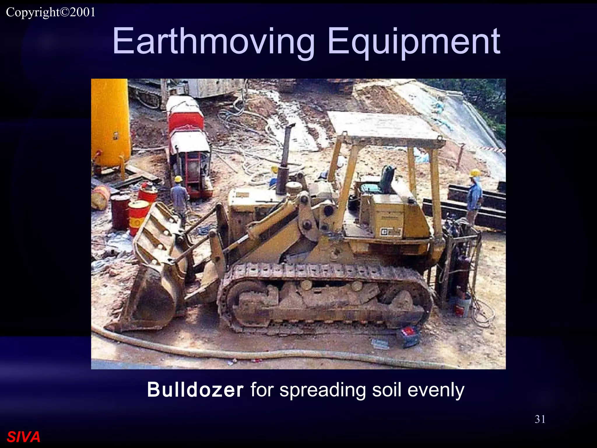 SIVA
Copyright©2001
31
Earthmoving Equipment
Bulldozer for spreading soil evenly
 