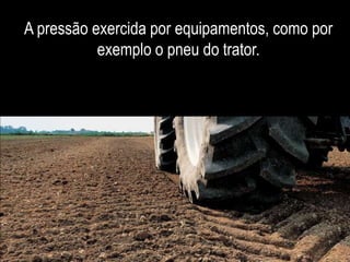 A pressão exercida por equipamentos, como por 
exemplo o pneu do trator. 
 