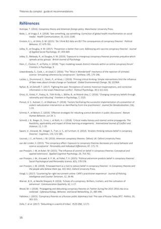 Théories du complot : guide et recommandations
16
Références
Aistrope, T. (2016). Conspiracy theory and American foreign p...