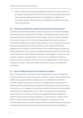 Théories du complot : guide et recommandations
8
• Parfois, les théories du complot peuvent également canaliser le méconte...