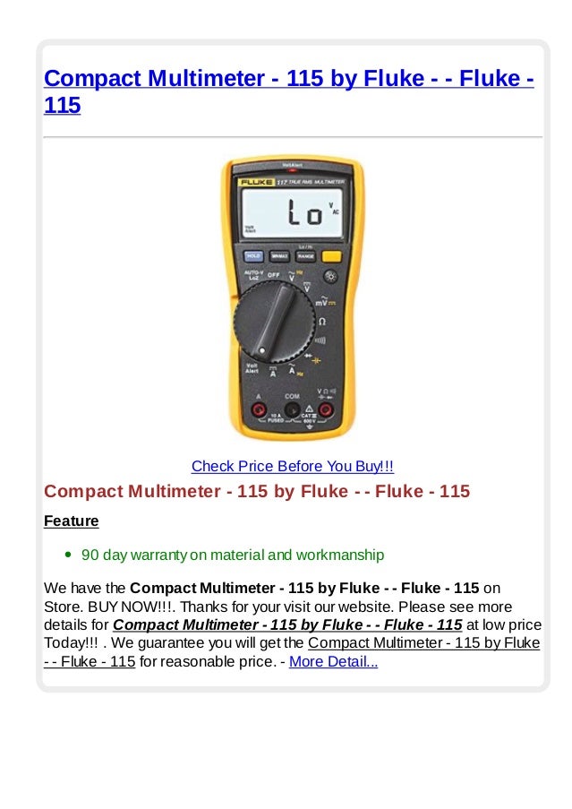 Compact multimeter 115 by fluke fluke 115