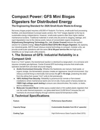 Compact Digesters Compact and Durable GFS Mini Biogas Digesters for Sustainable Small ...