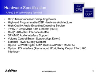 AddPac Compact Size SIP Paging Terminal Solution | PPT