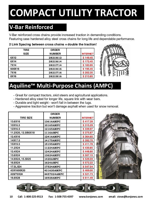 Tractor Tire Chain Size Chart