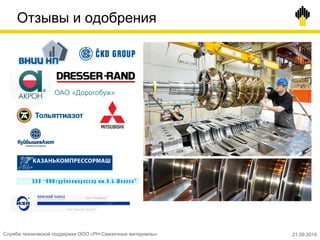 Отзывы и одобрения
ОАО «Дорогобуж»
Служба технической поддержки ООО «РН-Смазочные материалы» 21.09.2014
 