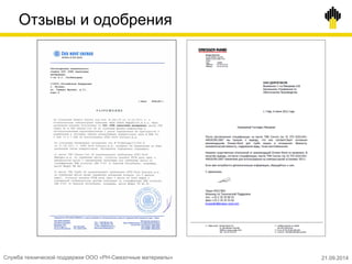 Отзывы и одобрения
Служба технической поддержки ООО «РН-Смазочные материалы» 21.09.2014
 