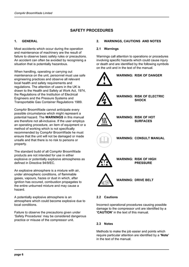 Compair cyclon3 air compressor user manualparts supplier PDF