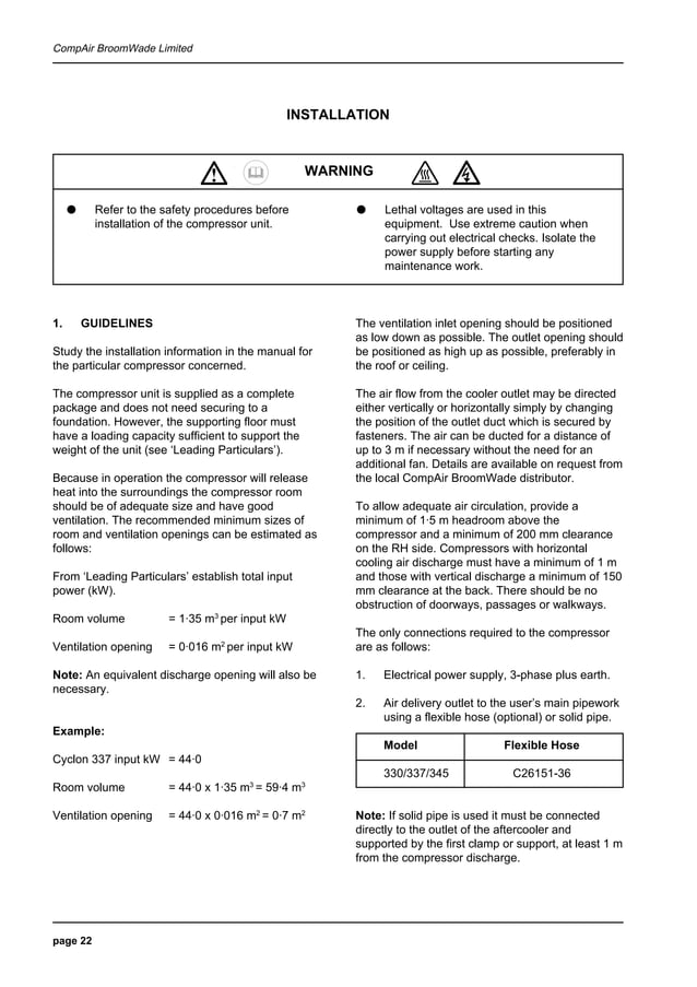 Compair cyclon3 air compressor user manualparts supplier