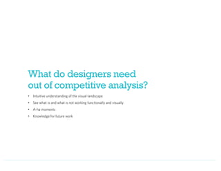 Creating actionable insights from competitive analysis for interactive  design