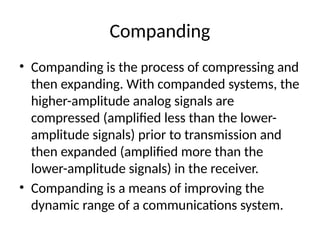 Compadre System Example Comprehensive Overview of Companding and Delta Modulation Techniques in ...